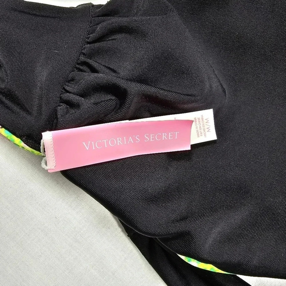 Victoria Secret Swim Suit Bikini Top Medium Reversible Black Green Purple Blue - Picture 5 of 5